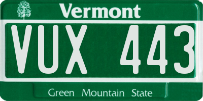 VT license plate VUX443
