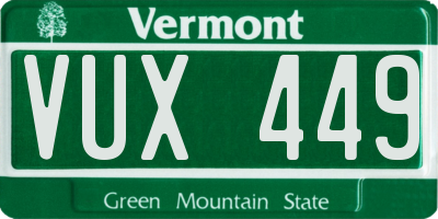 VT license plate VUX449
