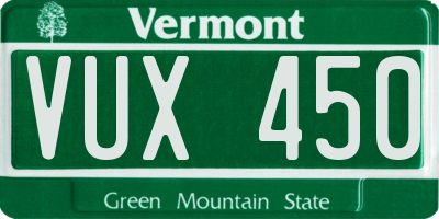VT license plate VUX450