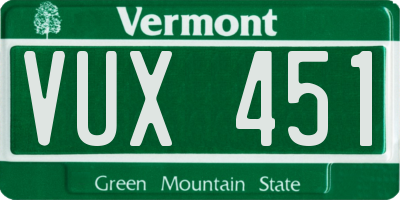VT license plate VUX451