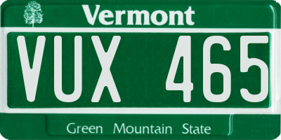 VT license plate VUX465