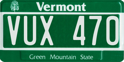 VT license plate VUX470