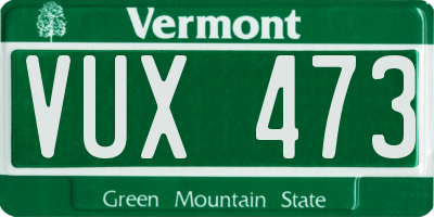 VT license plate VUX473
