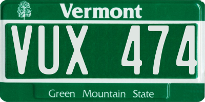 VT license plate VUX474