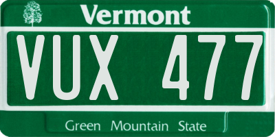 VT license plate VUX477