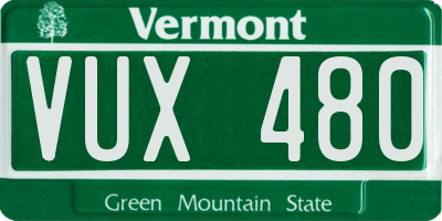 VT license plate VUX480