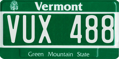 VT license plate VUX488