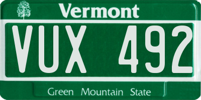 VT license plate VUX492