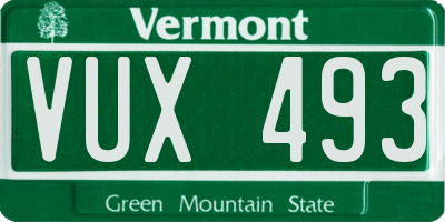 VT license plate VUX493