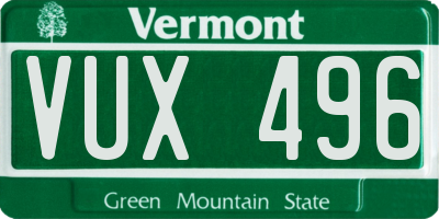 VT license plate VUX496