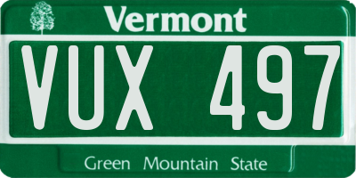 VT license plate VUX497