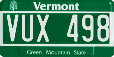 VT license plate VUX498