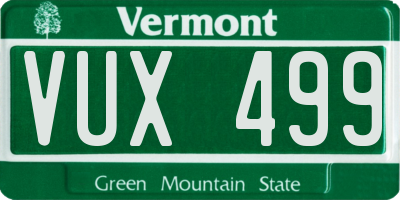 VT license plate VUX499