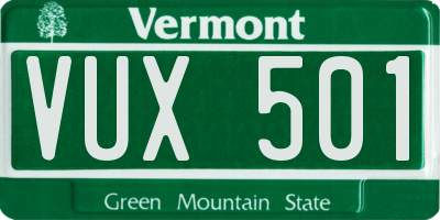VT license plate VUX501