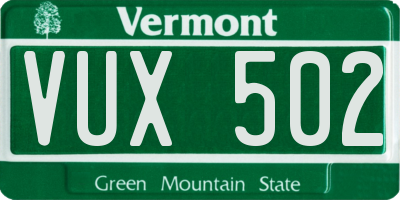 VT license plate VUX502