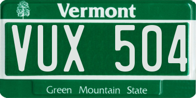 VT license plate VUX504