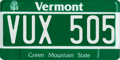 VT license plate VUX505