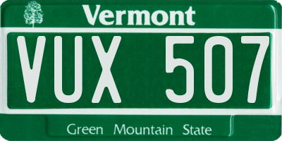 VT license plate VUX507