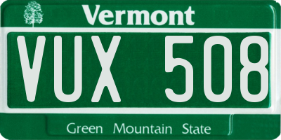 VT license plate VUX508