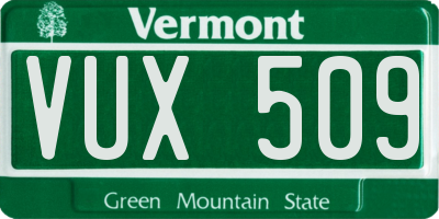 VT license plate VUX509