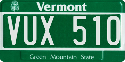 VT license plate VUX510