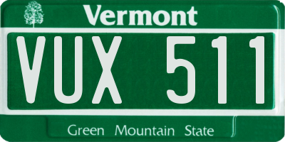 VT license plate VUX511