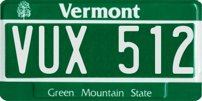 VT license plate VUX512