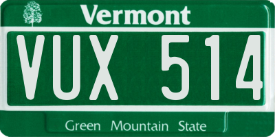 VT license plate VUX514