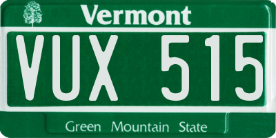 VT license plate VUX515