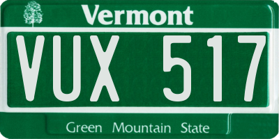 VT license plate VUX517
