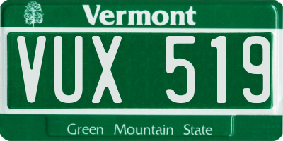 VT license plate VUX519