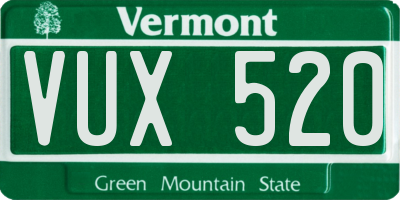 VT license plate VUX520