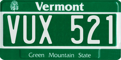 VT license plate VUX521