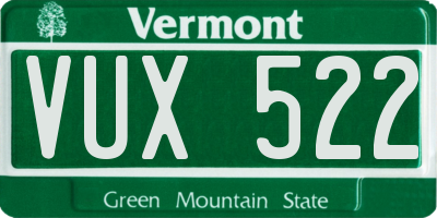 VT license plate VUX522