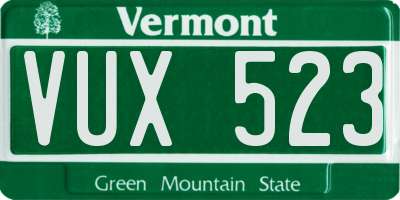 VT license plate VUX523