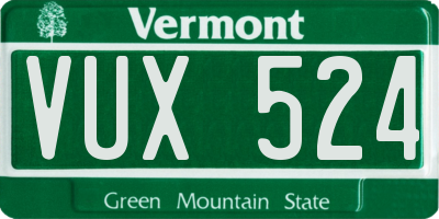 VT license plate VUX524