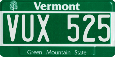 VT license plate VUX525
