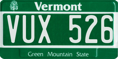 VT license plate VUX526