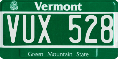VT license plate VUX528