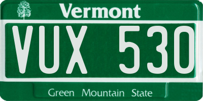 VT license plate VUX530