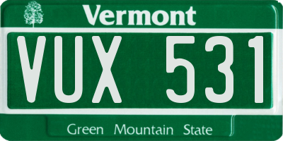 VT license plate VUX531