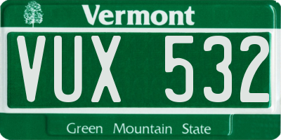 VT license plate VUX532
