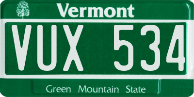 VT license plate VUX534