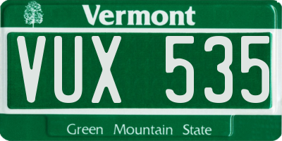 VT license plate VUX535