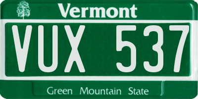 VT license plate VUX537