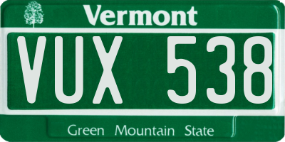 VT license plate VUX538