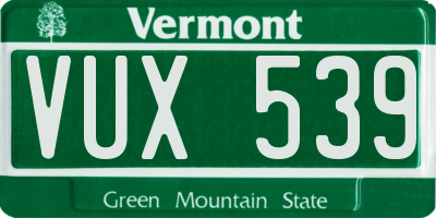 VT license plate VUX539
