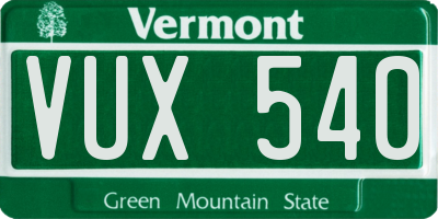 VT license plate VUX540