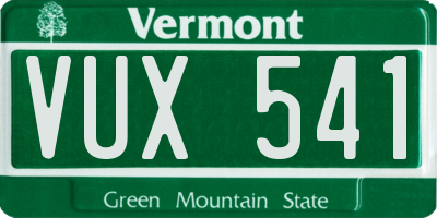 VT license plate VUX541
