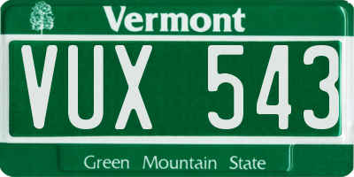 VT license plate VUX543